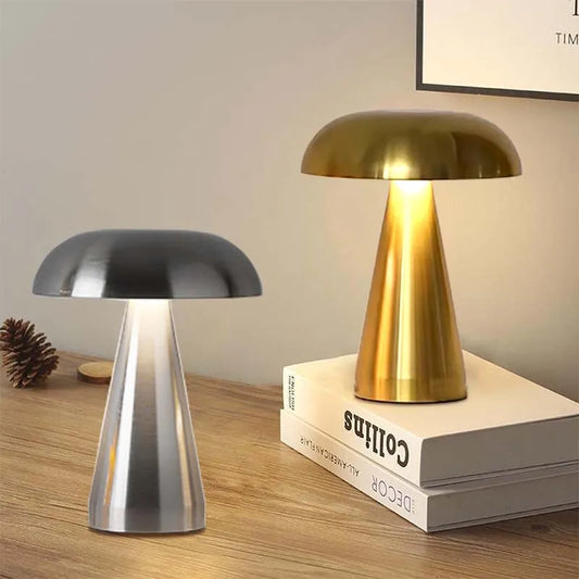 NoirGlow Japanese-Inspired Mushroom Table Lamp – LED Touch Sensor, Dimmable, Rechargeable